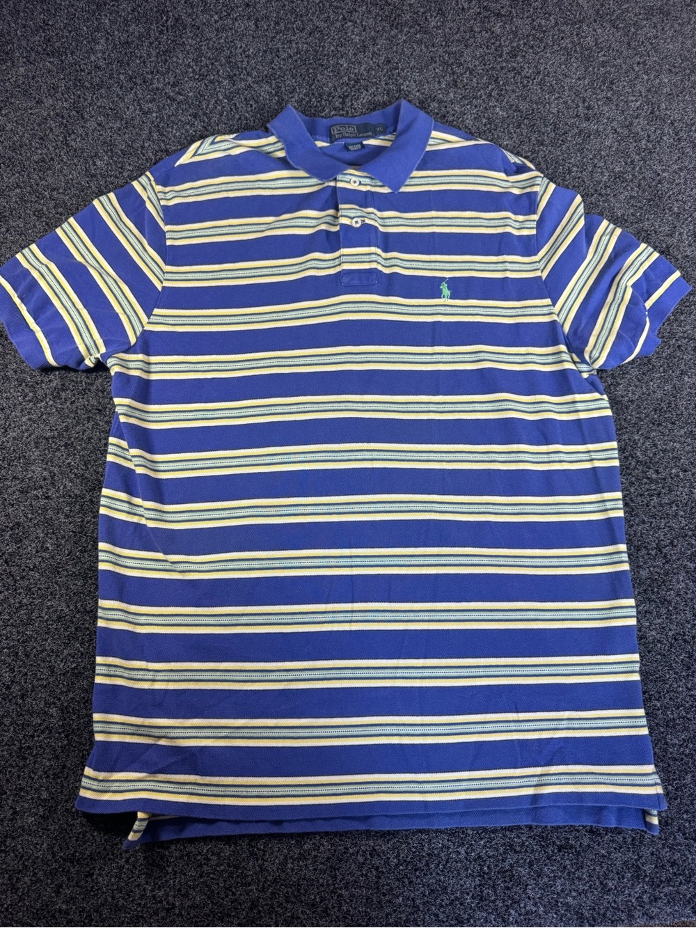 Ralph Lauren Polo-Style Striped Polo Shirt - Blue & Yellow